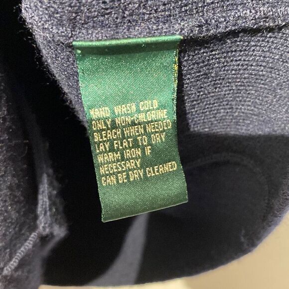 Lauren Ralph Lauren Womens Navy 100% Merino Wool Collared Cardigan Sweater Small - Picture 8 of 10